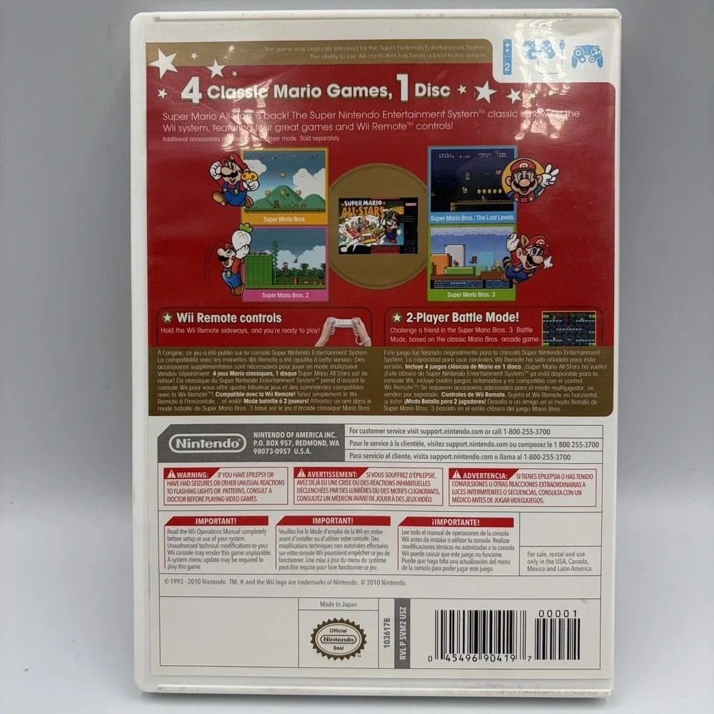 Nintendo Wii Super Mario All Stars - 25th Anniversary Disk Disclosure Booklet
